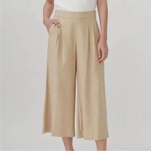 Cuyana | Tan Linen Wide-Leg Cropped Pant in Natural Trouser